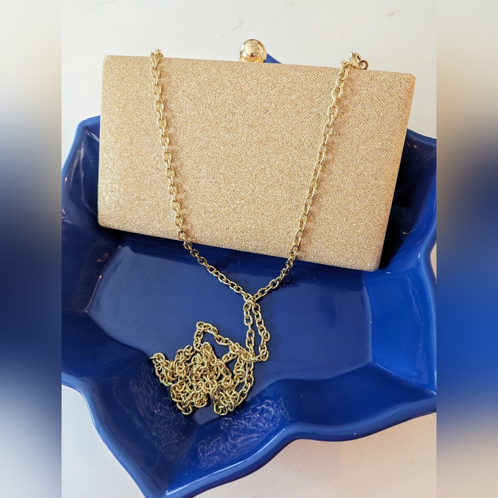 Charming Charlie RSVP Gold Glitter Clutch Bag